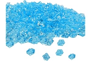 zhuohai Lot de 300 pierres de glace en acrylique, faux cristaux en vrac, diamants en plastique pour décoration de vase, mariage, table, fête, loisirs créatifs (Bleu clair)