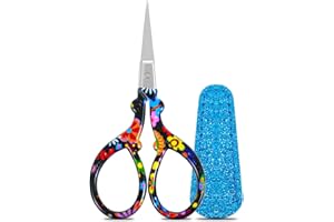 BREMOROU Ciseaux à broder - Ciseaux de couture - Tranchants - Avec étui en cuir - Pour travaux manuels, artisanat, bricolage