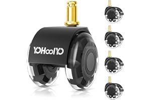 YOHOOLYO Bürostuhl Rollen 10x22mm 5er Set Stuhlrollen Drehstuhlrollen Leise und Weiche für Bürostühle Schreibtischstuhl Möbel Bodenschutzmatte jeden Boden