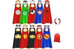 DWTECH Superhelden-Umhänge für Kinder, doppelseitige Superhelden-Umhänge, Masken, Kinderspielzeug, Kostüme, Gefälligkeiten für 3-10 Jahre, Jungen, Mädchen, Geschenke für Halloween,
