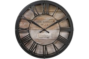 ATMOSPHERA CREATEUR D'INTERIEUR Horloge Vintage - Noir & Bois D39 cm - Atmosphera créateur d'intérieur