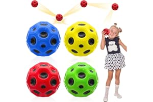 Lets Joy 4 Stück Moon Ball, Hohe Bounce-Loch-Ball, Space Ball Moonball, Bouncing Ball, Hüpfball, Bouncing Ball Toy, Party Geschenke für Kinder, Spielzeug Planeten Hüpfbälle für Kinder im Freien