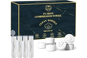 FCaeon Serviette Compressée Jetable pour le Visage Ultra Douces, Compressed Towel Épais, Lingettes en Coton pour le Démaquillage en Voyage,Peaux Sensibles,Soins,Salon de Beauté,Maison(500 Unité Bleu)