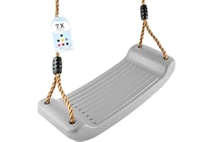 GO!elements Huśtawka ogrodowa – huśtawka dziecięca do użytku na zewnątrz i wewnątrz – siedzisko bujane, deska do huśtawki dla dzieci, regulacja wysokości, antypoślizgowa, kolor: szary