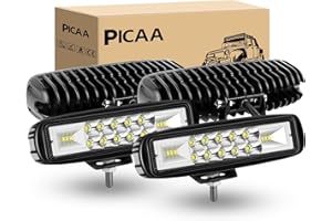 PICAA LED Arbeitsscheinwerfer, 4X 24W 6 Zoll 7D Arbeitsscheinwerfer Traktor 12V 24V Wasserdicht Arbeitslicht led zusatzscheinwerfer für Bagger Traktoren Schlepper Gabelstapler ATV Lkw, offroad