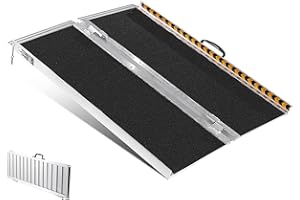 VEVOR Portable Non-Slip Aluminum Folding Wheelchair Ramp - 3 ft 800 lbs Capacity Threshold for Mobility Scooters, Steps, Stairs, Doorways and Curbs