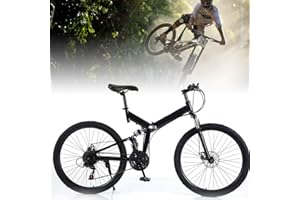 Futchoy Vélo de montagne en acier au carbone cadre pliant 26" suspension complète VTT en acier au carbone pour adultes