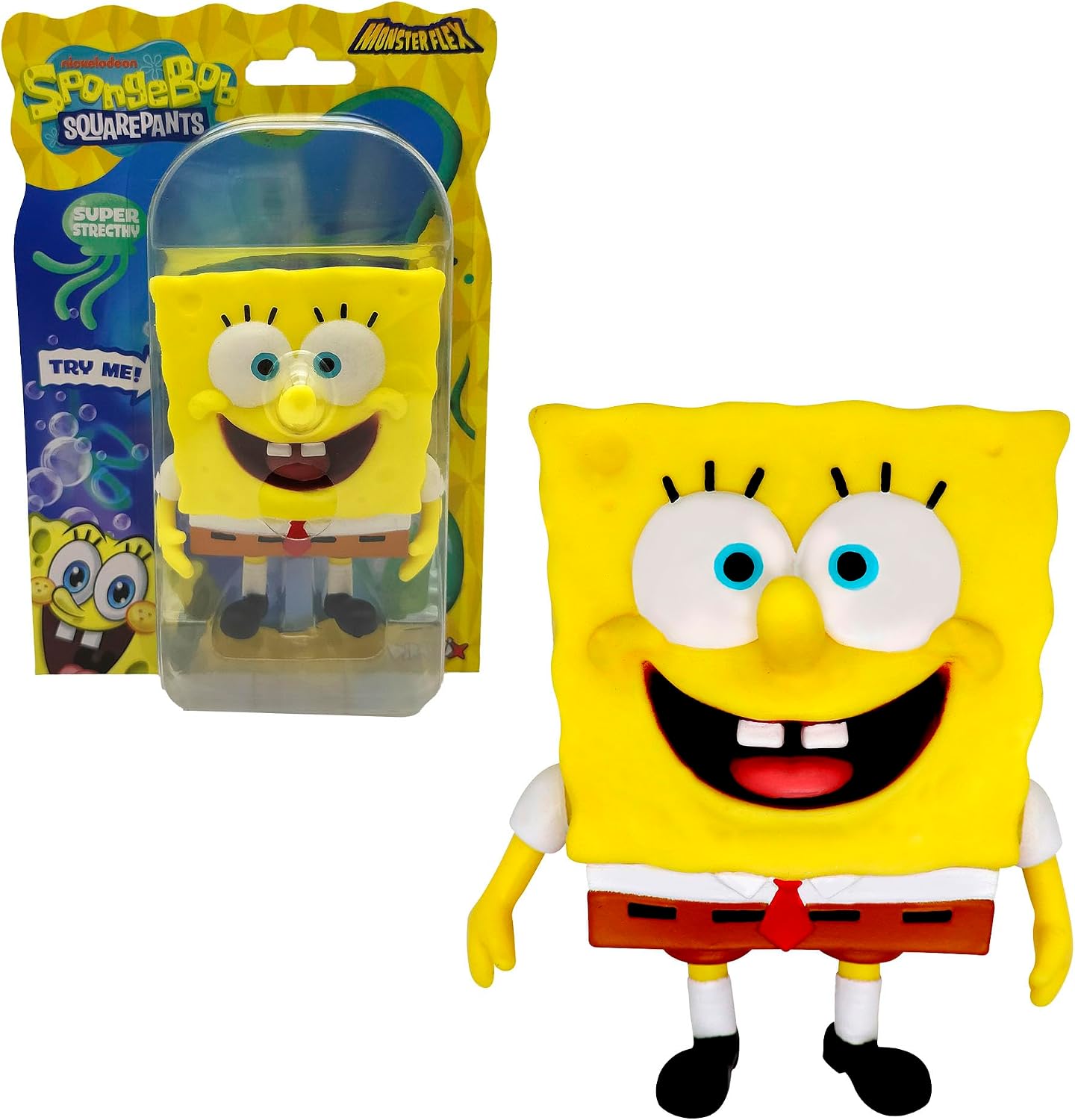 Bizak Monsterflex Bob Esponja Figura Bob Esponja, muñeco súper Extensible y elástico, Producto Oficial, 4 Modelos para coleccionar, para Fans y niños Desde 6 años (64393003-1)