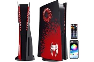 FORMLESSEMPIRE Faceplate for PS5 Side Shell Plates PlayStation 5 Digital Edition Console Replacement Accessory Case Cover Black Plate Anti-Scratch Dust Cover Skin Protector (Spider with LEDs)