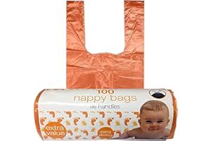 J K ZONE Pack of 100 Disposable Nappy Bags, Baby Nappy Sacks With Tie Handles Diaper Bags Poo Bags