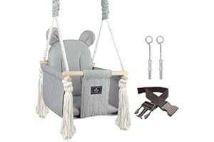 NATILU® Columpio Infantil Mr. Bear | Columpio de Madera para niños | Columpio de Oso producido en la Unión Europea