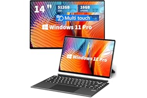 DUNHOO Ordinateur Portable 2 en 1 tactile 14 pouces, PC portable avec Alder Lake-N100, PC Portable portables amovibles, 16 Go LPDDR5 512 Go M.2 SSD, FHD IPS WiFi 6, type C, Laptop et Tablette PC 2 en 1