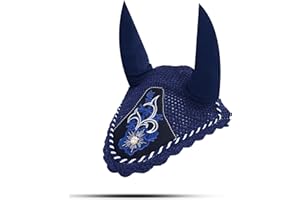 Gallop Shop Mandevilla Horse Fly Veils/Ear Bonnets (Full, Navy)