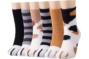 TOES HOME Puszyste skarpety dla kobiet - 6 ciepłych par zimowe przytulne dziewczęce super miękkie puszyste łóżko domowe