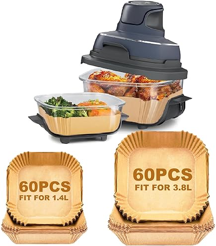 Papel de cocina para Air Fryer Ninja CRISPi, 120 piezas de papel sulfurizado accesorios para Air Fryer 3,8L y 1,4L FN101EUGY, FN101EUST, FN101EUSG, forros de papel para freidora sin aceite accesorios