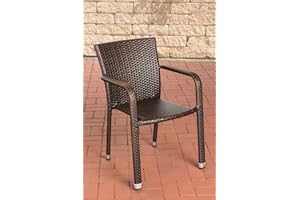 ‎CLP CLP Polyrattan-Gartenstuhl Leonie I Pflegeleichter Outdoor-Stapelstuhl I Wetterbeständiger Gartenstuhl I erhältlich, Farbe:braun