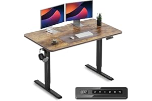‎CUBICUBI CubiCubi Height Adjustable Electric Desk, 120 x 60 cm, Standing Desk, Steel T-Legs with Functional Memory Control, Anti-Collision System, Black Frame/Brown Table Top