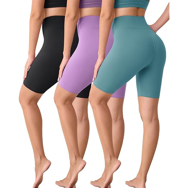 VALANDY Women's High Waisted Biker Shorts 3-Pack - Workout Yoga Shorts In Black/Gray/Pink