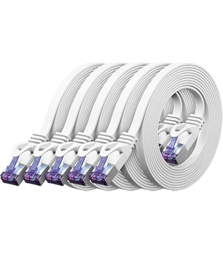 0,25m - Wit - 1 Stuk Cat7 Platte Kabel Netwerkkabel Cat 7 Ruwe Kabel Gigabit Lan Lintkabel Installatiekabel Patchkabel Plat Slanke Rj 45 Plug Cat6a