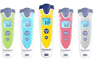VEROVAL Baby, termometro a infrarossi 3 in 1, termometro digitale per bambini, ideale per misurare la febbre a casa, misurazione rapida e precisa della temperatura corporea, senza contatto, colore