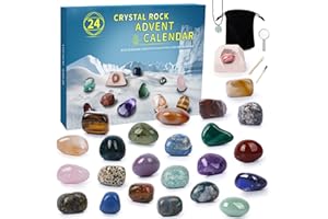 Yamepuia Advent Calendar 2023 - Crystal Advent Calendar with 24 Gemstones,Christmas Calendar,Explore Learning Geology Enthusiasts,Gift for Kids and Adults