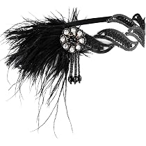 Lot De 2 Bandeaux Années 1920 En Maille Avec Perles - Blanc Et Noir - Pour Mariage, Fête, Soirée à Thème Vintage - 6