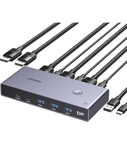 Switch KVM 2 PC A 1 Monitor HDMI - USB 3.0, 8K@60Hz, Telecomando Cablato - Per Condividere Tastiera, Mouse E USB Tra Due Computer