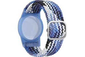 AMZPAS Air Tag Wristband for Kids, Stretchy Adjustable Nylon Air tag Holder for Kids with Full Coverage Design (Colourful blue)