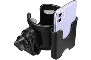 Suranew - Portabottiglie per passeggino, universale, per passeggino, per borraccia, con contenitore per telefono, colore: Nero