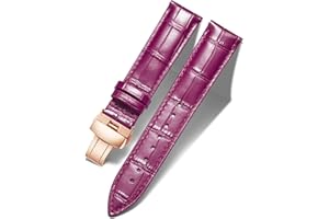 BINLUN Cinturino in Vera Pelle di Vitello Ricambio Cinturini in Alligatore per Unisex con Fibbia Azionamento Farfalla Argento/Oro/Oro Rosa 12mm 13mm 14mm 16mm 17mm 18mm 19mm 20mm 21mm 22mm 23mm 24mm