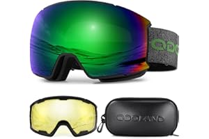 Odoland Kit de Lunettes de Ski Magnétique, avec 2 écran Détachable, Lunettes de Neige Torique Design, Anti-UV, Anti-buée, Coupe-Vent, Masques de Ski pour Homme & Femme
