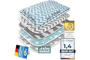 Wickelunterlage Baby Wickelauflage Baby Wickel-Decke Unterlage für Säuglinge und Kleinkinder; atmungsaktiv, waschbar, wiederverwendbar; 50 x 70 cm (5er Set)