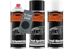 TRISTARcolor Vernice per auto Kit bombolette spray per paraurti di plastica per Opel Z20R Saphirschwarz Metallic/Black Sapphire Metallic