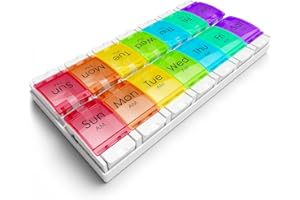 JFA Medical Weekly Pill Box Organiser/Reminder for Medicines Supplements, Vitamins, 7days, 2 compartments per Day