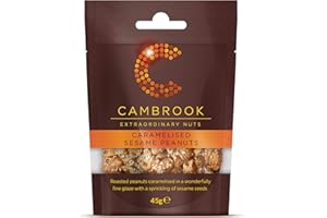 C CAMBROOK EXTRAORDINARY NUTS Cambrook Caramelised Sesame Peanuts 45 g Bag - Premium Quality Nuts, Gluten Free, Vegetarian
