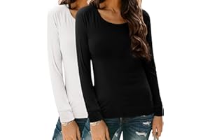 Terecey Tee Shirt Basique Femme Col Haut Coton Haut Manches Longues Doux et Confortable sous-Vêtement Chaud pour Hiver Respirant et Extensible