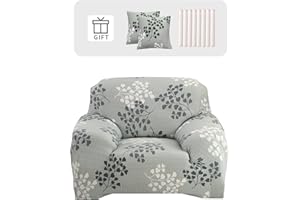 Lydevo Housse de Canapé 1 Place Housse Canapé Extensible avec Accoudoir avec 2 Housses de Coussin Couverture de Canapé Élastique Universelle Antidérapante Revêtement de Canapé(1 Place,Feuilles)