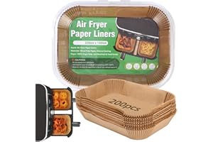 Toaren Papel para Freidora de Aire Dual Zone Compatible con Ninja AF300EU AF400EU y Otras Doble Zona Freidora de Aire,Rectangular Papel de Horno,Papel Pergamino Forro Antiadherente Papel