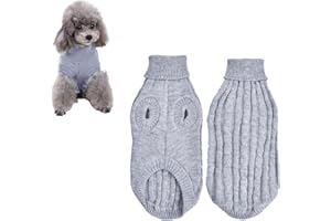 CATIME Sweter dla psa, golf, sweter dla psa, zimowy sweter z dzianiny, ciepły sweter dla szczeniaka, kamizelka, dzianina, odzież, szydełkowana odzież dla psów, dla małych, średnich psów i kotów, na jesień,