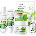 Aloe Vera Skincare Set For Soothing & Hydrating,Include Face Wash- Toner,Aloe Vera Face Serum- Face Cream-Eye Cream-2*Sheet Mask-Lip Balm For Improve Skin Anti Aging Firming (Aloe Vera Set)