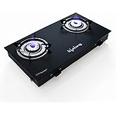 Lifelong 2 Burner Gas Stove Top for Kitchen - Manual Ignition Cooktop Modern Glass Stove for Modular Kitchen, ISI Certified & Compatible with LPG - 1 