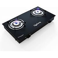Lifelong LLGS10 Glass Top, 2 Burner Manual Glass Gas Stove, Black (ISI Certified)