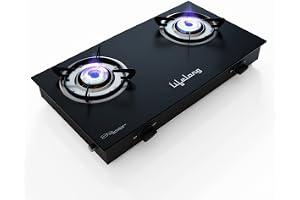 Lifelong LLGS10 Glass Top, 2 Burner Manual Glass Gas Stove, Black (ISI Certified)