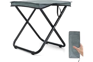 Outplea 13" Camping Stool Collapsible with Ultralight Packable Frame, Folding Hunting Stool for Adults with Zippered Carrying Bag Seating for Outdoor Fishing Hiking Backpacking Travel Tent Beach, Gray