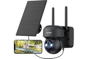 FOAOOD 2K Camera Surveillance WiFi Exterieure sans Fil, 360°PTZ Camera Surveillance sur Batteries/Solaire, Vision Nocturne Couleur, Détection Humaine, Audio Bidirectionnel, IP66