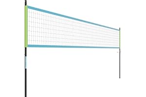COSTWAY Rete da Pallavolo per Esterni Portatile, Rete con Pali Regolabili in Altezza, Anti-Afflosciamento, Pallavolo, Pompa, Martello, Linea di Confine e Borsa, per Giardino e Spiaggia