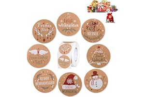 JINYUNMIN Adesivi natalizi, 500 pezzi di adesivi natalizi, etichette natalizie autoadesive per confezioni regalo, decorazioni natalizie, ecc.