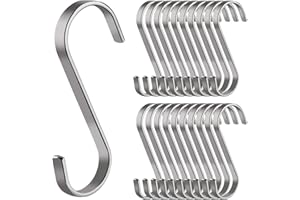 Homewit 20 Pack S Hooks for Hanging, 8.5cm Silver Stainless Steel Metal Heavy Duty Kitchen Hooks for Utensils Pan Pot Kitchen Bedroom Bathroom Clothes Garden Office