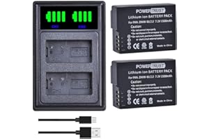 PowerTrust 2Pcs DMW-BLC12 DMW BLC12E Battery and Charger for Panasonic Lumix DC-G95 /DC-G90 DMC-FZ2500 DMC-FZ1000 FZ1000 II DMC-GH2 FZ300 FZ200 G85 G5 G6 G7 GX8 G85