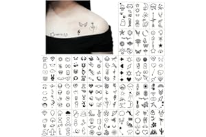 Ceihwa 30 Fogli Tatuaggi Temporanei Adesivi Tatuaggi Finti Cartoni Adulti Impermeabili Tatuaggio Temporaneo Fake Tattoos Stickers Bambini Temporary Tattoo Nero per Corpo Braccio Petto